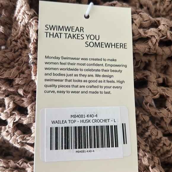 Size L Monday Swimwear Wailea Top & Cape May Skirt Beach Cover Up In Husk - Picture 3 of 3